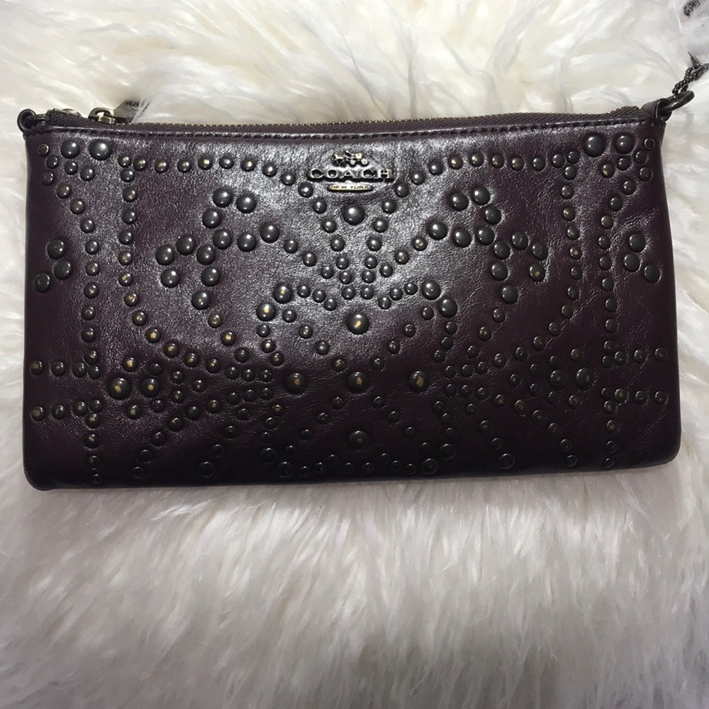 Authentic Coach Brown Leather Studded Bag